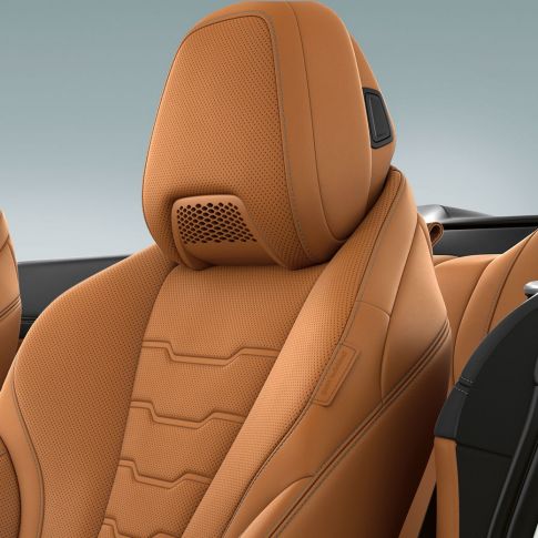 BMW M850i xDrive, multifunkciós ülés Air collar (légsál) funkcióval, Konyak színű Merino bőrkárpit. BMW M850i xDrive, multifunkciós ülés Air collar (légsál) funkcióval, Konyak színű Merino bőrkárpit.