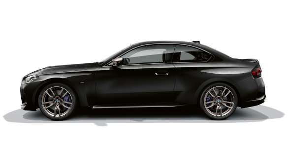 Oldalnézet, BMW M240i xDrive Coupé, G42, 2021 BMW M240i xDrive Coupé, G42, 2021, Zafírfekete metál, oldalnézet