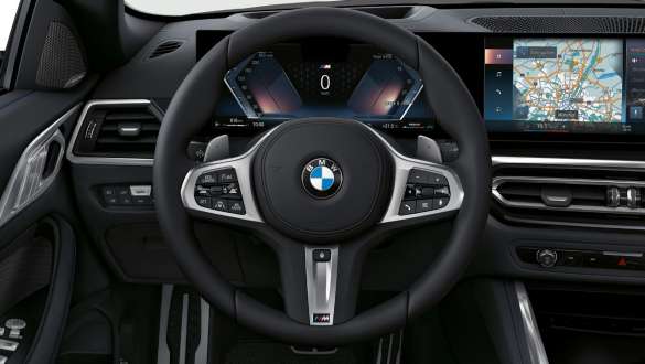 M bőrkormány, BMW M440i xDrive Cabrio, G23, 2020 M bőrkormány, BMW M440i xDrive Cabrio, G23, 2020, belső tér, közelről