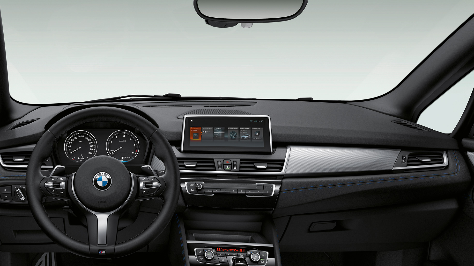 Műszerfal, BMW 2 Gran Tourer, M Sport modell Műszerfal, BMW 2 Gran Tourer, 220d xDrive, M Sport modell, F46, 2018, belső tér