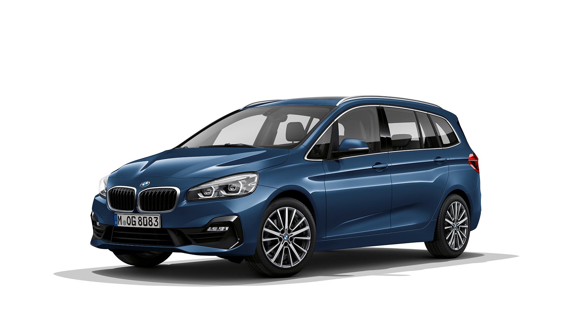 Rézsútos elölnézet, BMW 2 Gran Tourer BMW 2 Gran Tourer, 218i, F46, Facelift 2018, Phytonic kék, rézsútos elölnézet