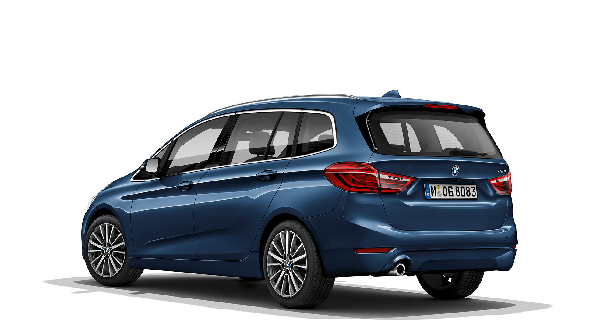 Rézsútos hátulnézet, BMW 2 Gran Tourer, Advantage modell BMW 2 Gran Tourer, 218i, Advantage modell, F46, Facelift 2018, Phytonic kék, rézsútos hátulnézet