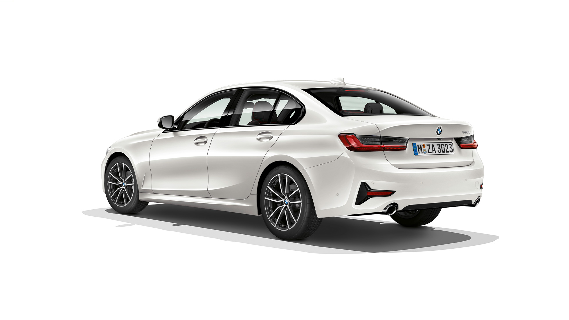 BMW 3-as Limousine Sport Line modell, hátulnézet. A BMW 3-as Limousine Sport Line felszereltségű modell hátsó oldalnézetben.