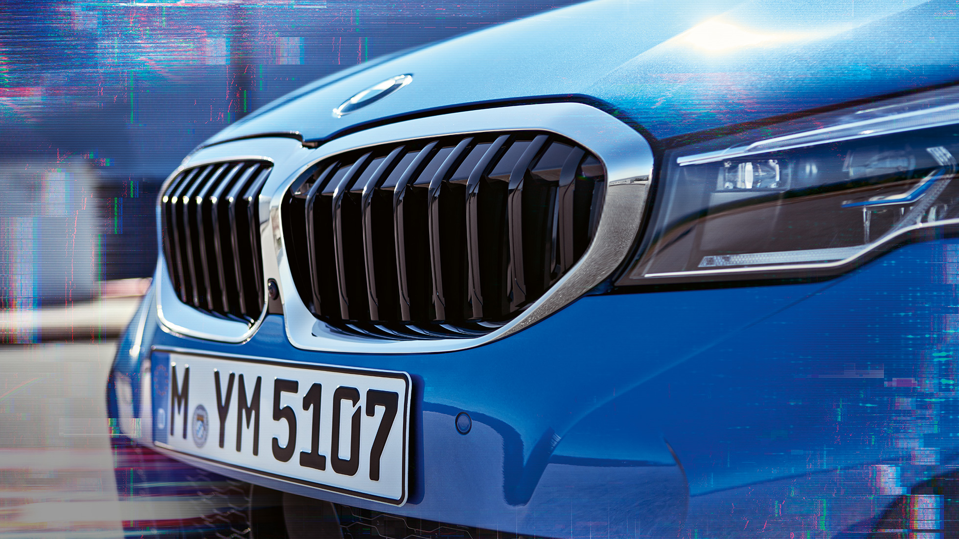 BMW 3-as Limousine, dupla vesék. A BMW 3-as Limousine dupla veséi közelről.
