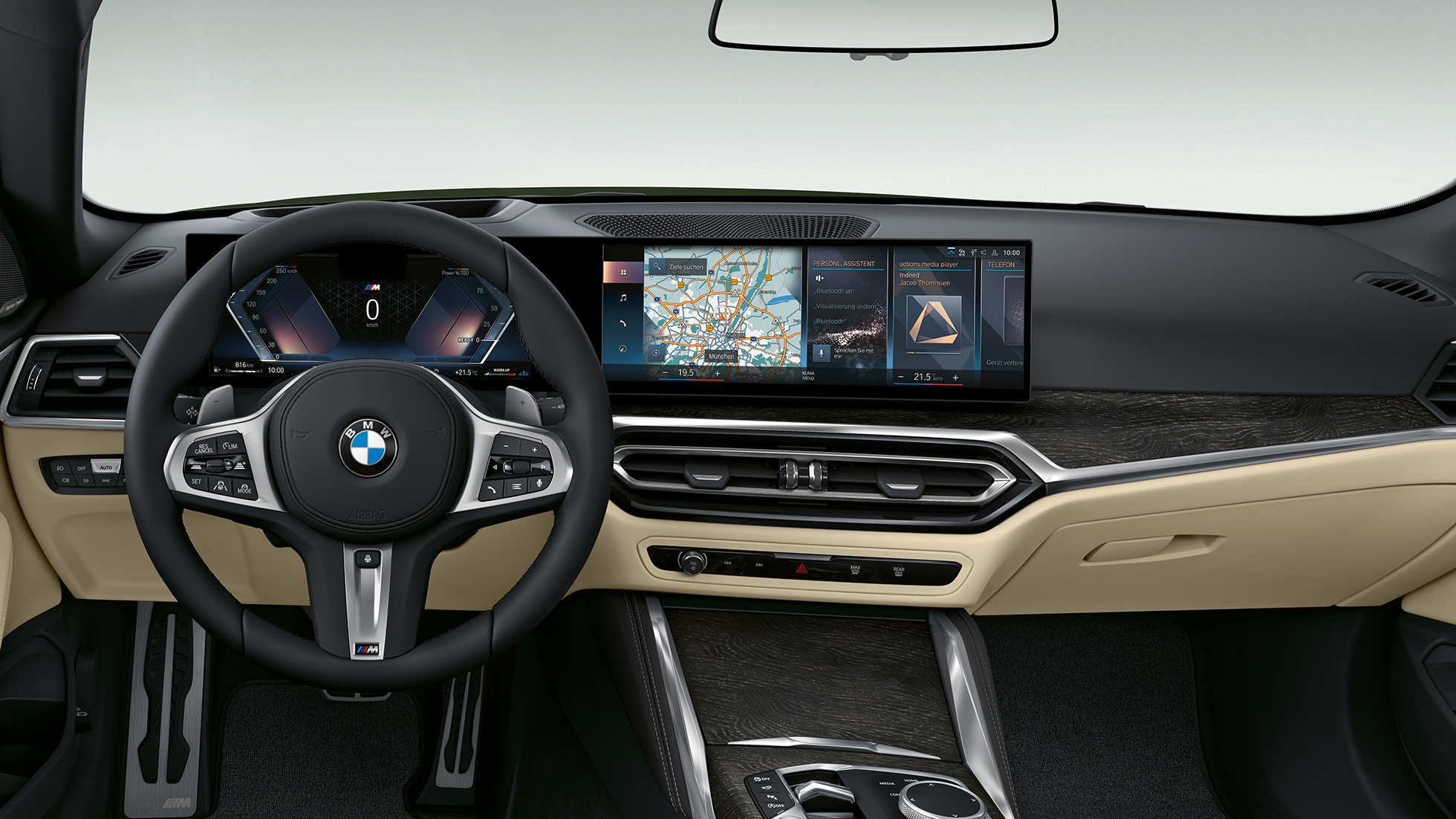 Műszerfal, BMW 4 Cabrio, M Sport modell, G23, 2020 BMW 4 Cabrio, G23, 2020, M Sport modell, műszerfal