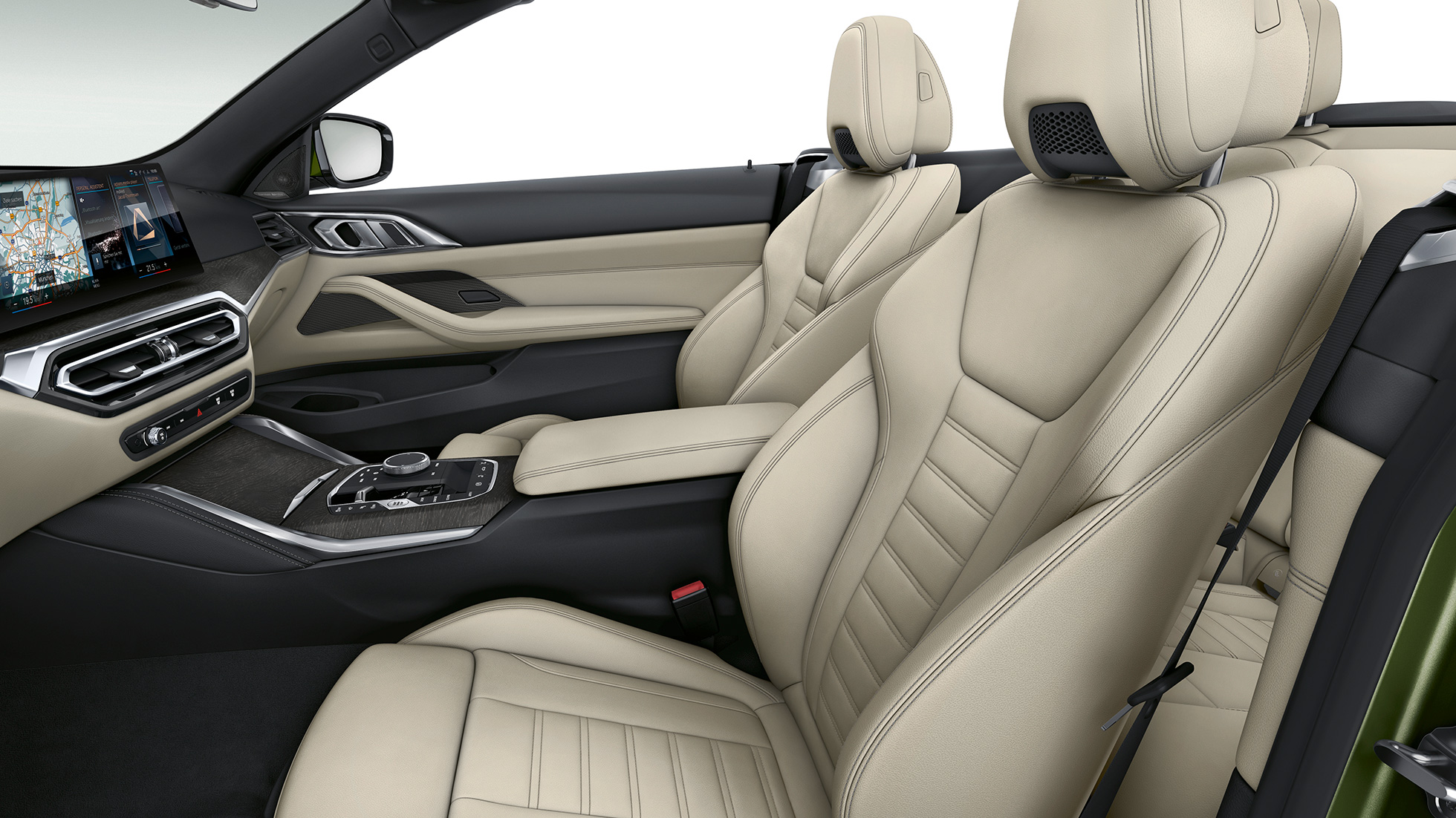 Sportülések, BMW 4 Cabrio, M Sport modell, G23, 2020 Sportülések exkluzív bőrkárpittal, BMW 4 Cabrio, G23, 2020, M Sport modell, belső tér