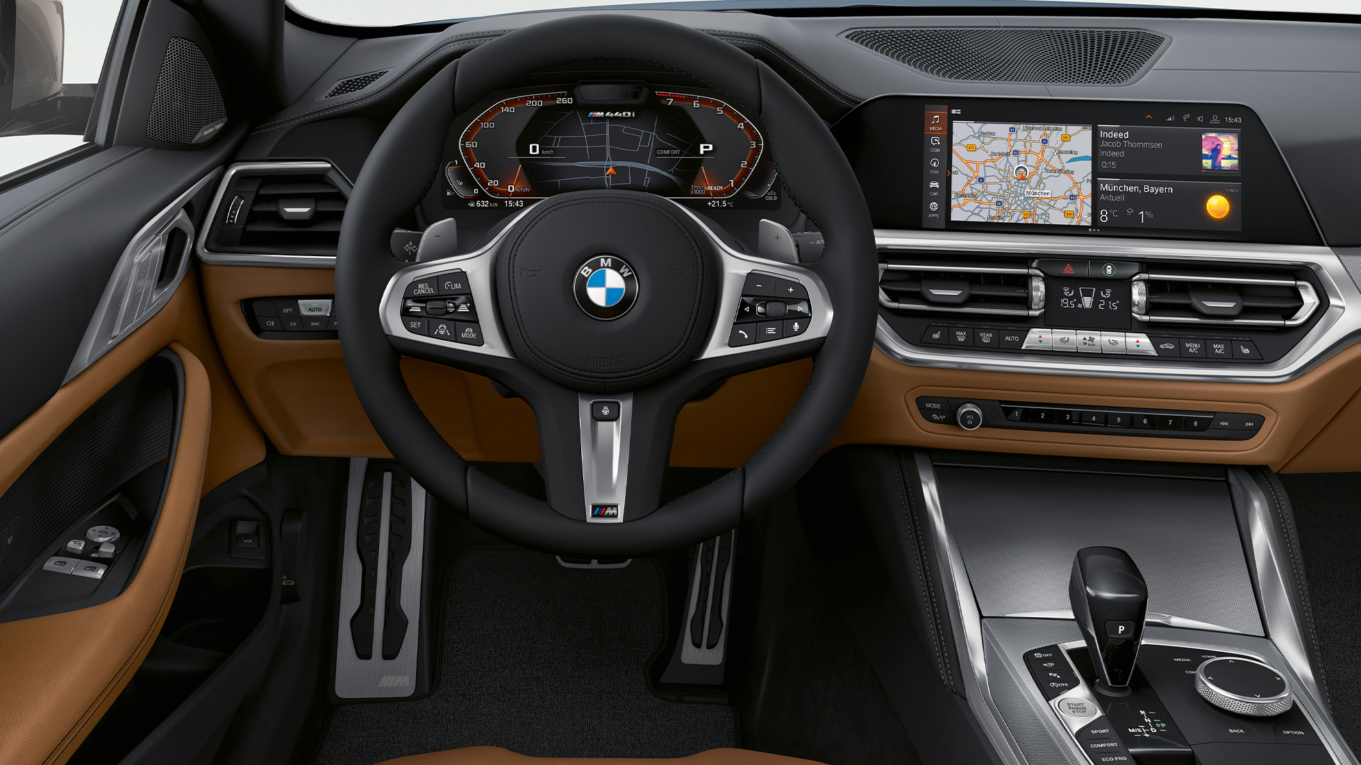 Műszerfal, BMW 4 Coupé, G22, 2020 BMW 4 Coupé, G22, 2020, belső tér, műszerfal