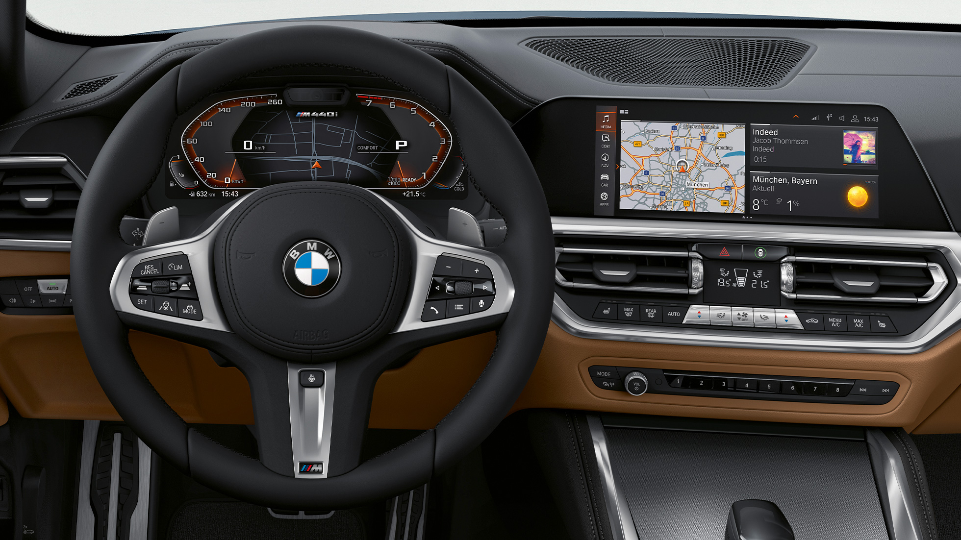 Kormánykerék és hangasszisztens, BMW 4 Coupé, G22, BMW 4 Coupé, G22, 2020, belső tér, kormánykerék és hangasszisztens