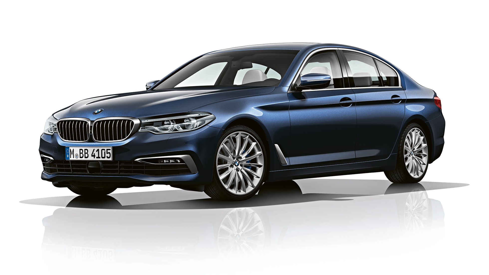 Luxury Line, rézsútos elölnézet, BMW 5 Limousine Luxury Line, BMW 5 Limousine, 540d Limousine, G30, Imperial kék metál briliáns hatással, rézsútos elölnézet