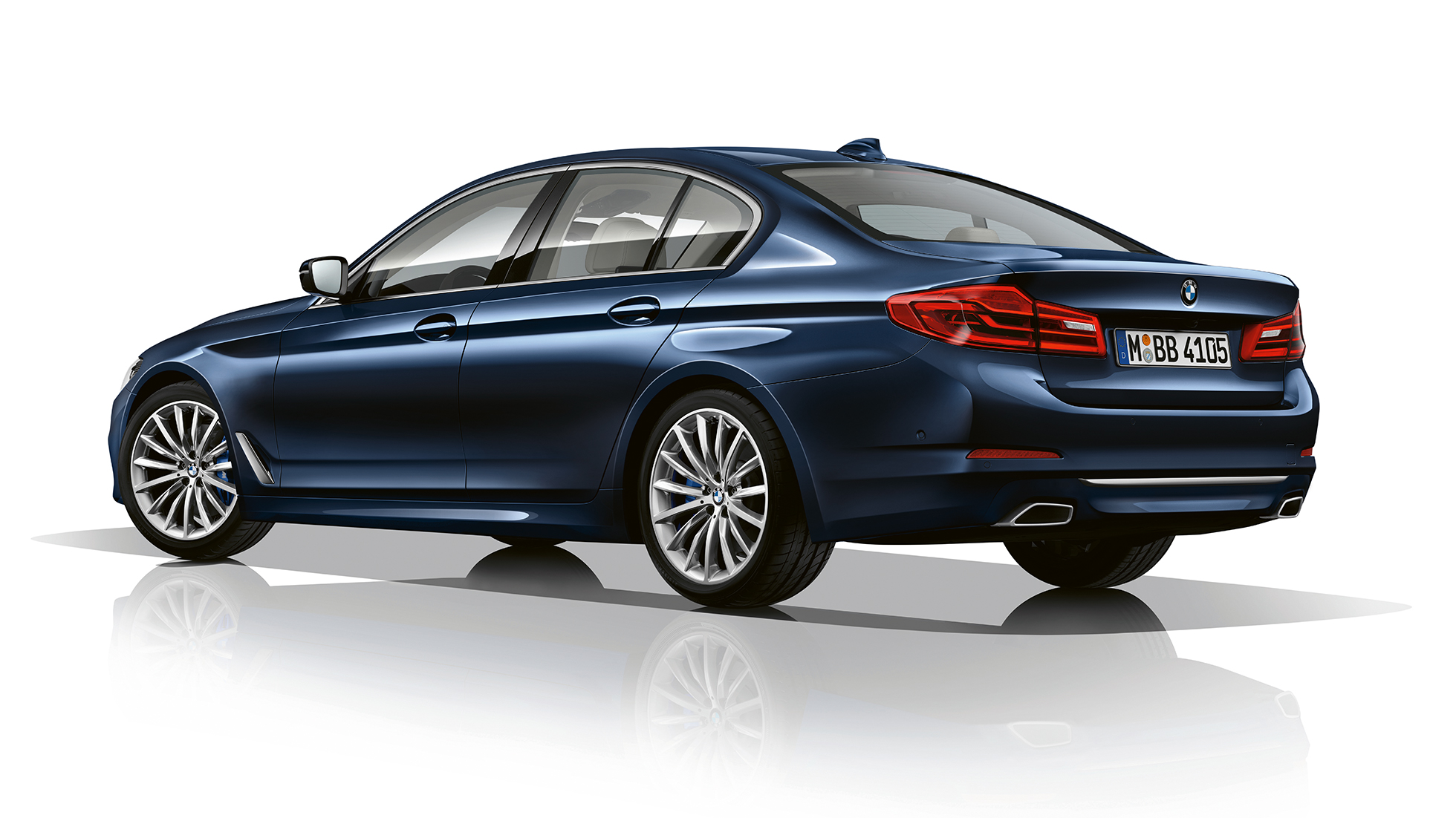 Luxury Line, rézsútos hátulnézet, BMW 5 Limousine Luxury Line, BMW 5 Limousine, 540d Limousine, G30, Imperial kék metál briliáns hatással, rézsútos hátulnézet