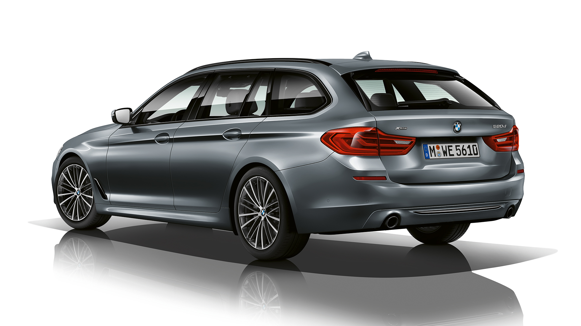 Sport Line, rézsútos hátulnézet, BMW 5 Touring Sport Line, BMW 5 Touring, 520d Touring, G31, Bluestone metál, rézsútos hátulnézet