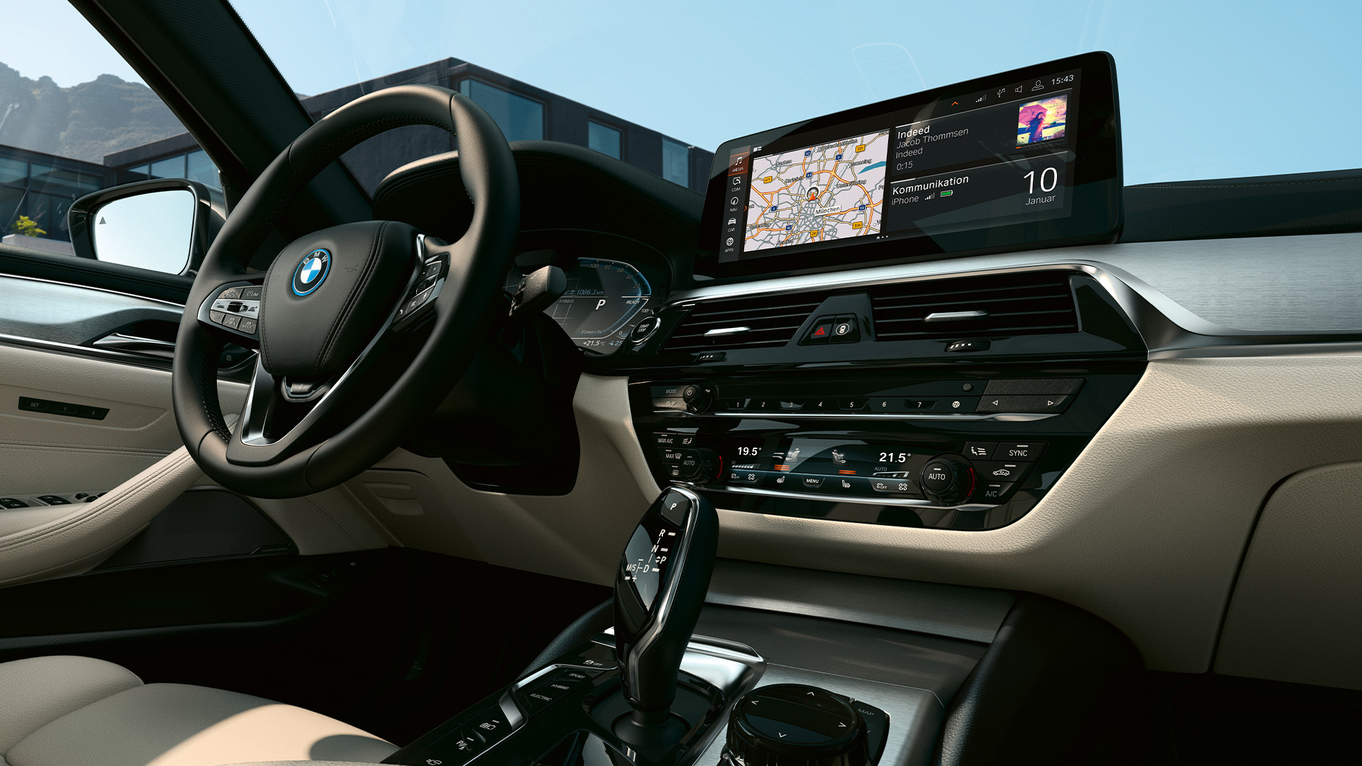 Műszerfal, BMW 5 Touring, G31 Műszerfal, BMW 5 Touring, G31, Facelift 2020, Sophisto szürke, belső tér