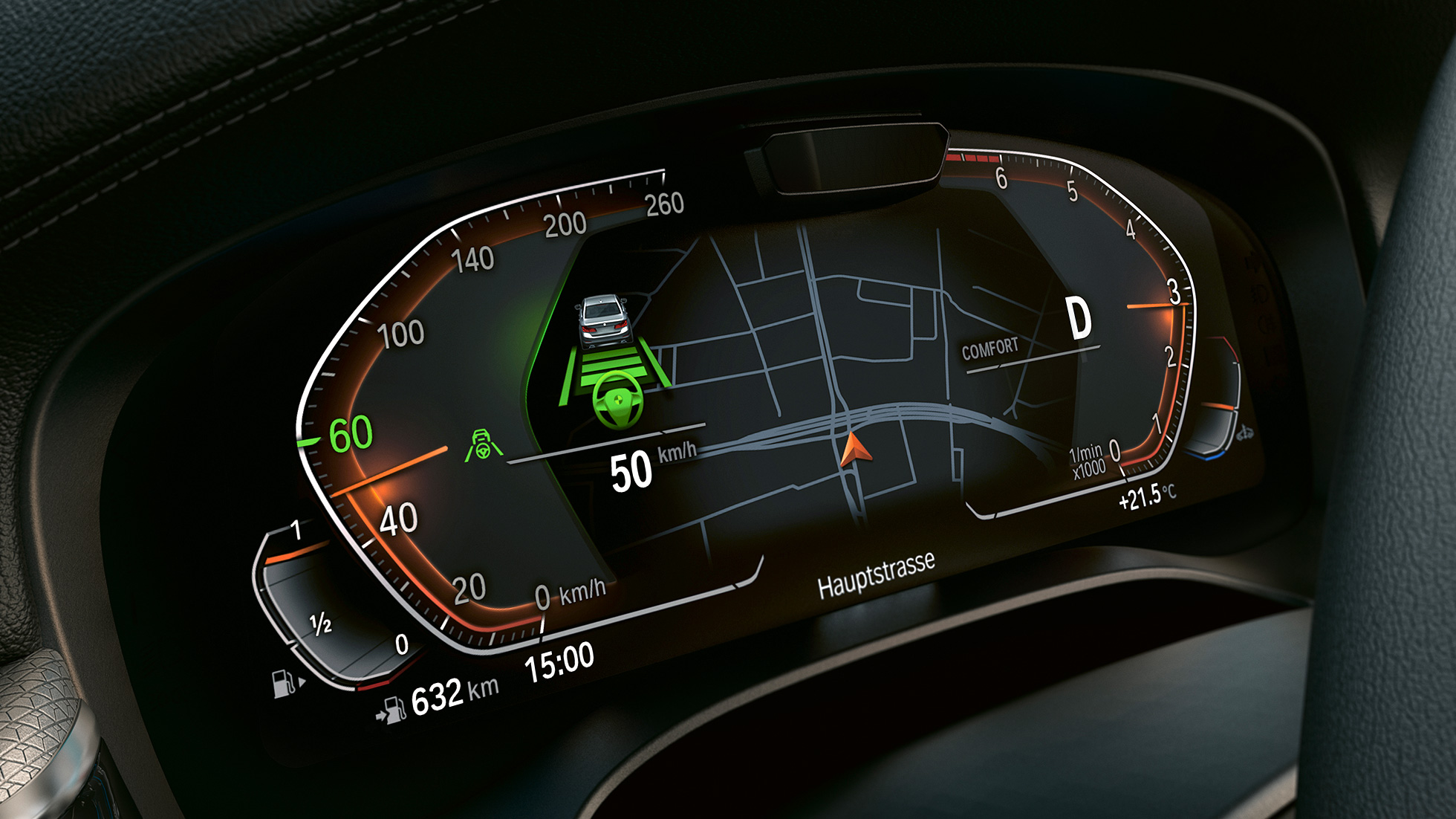 Információs kijelző, BMW 5 Touring, G31 Információs kijelző, BMW 5 Touring, G31, Facelift 2020, Sophisto szürke, a belső tér közelről