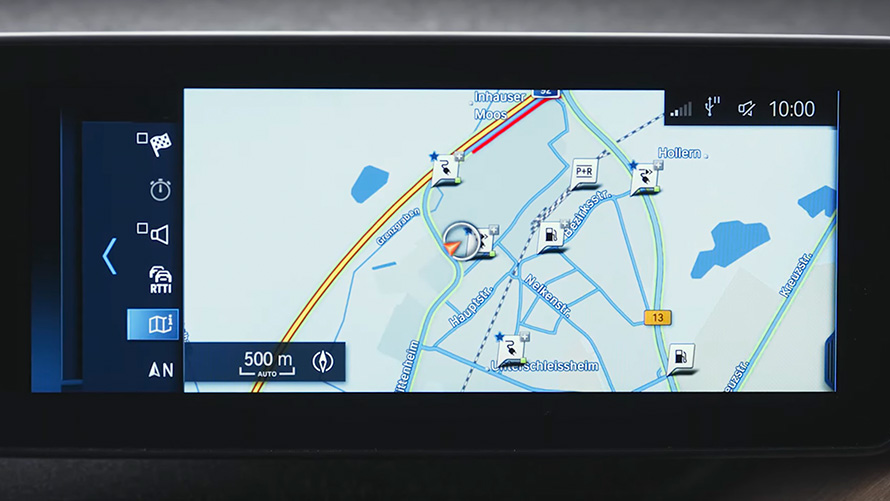 Plug-in hibrid BMW, navigációs rendszer BMW 5 Touring, G31, plug-in hibrid BMW, a navigációs rendszer közelről