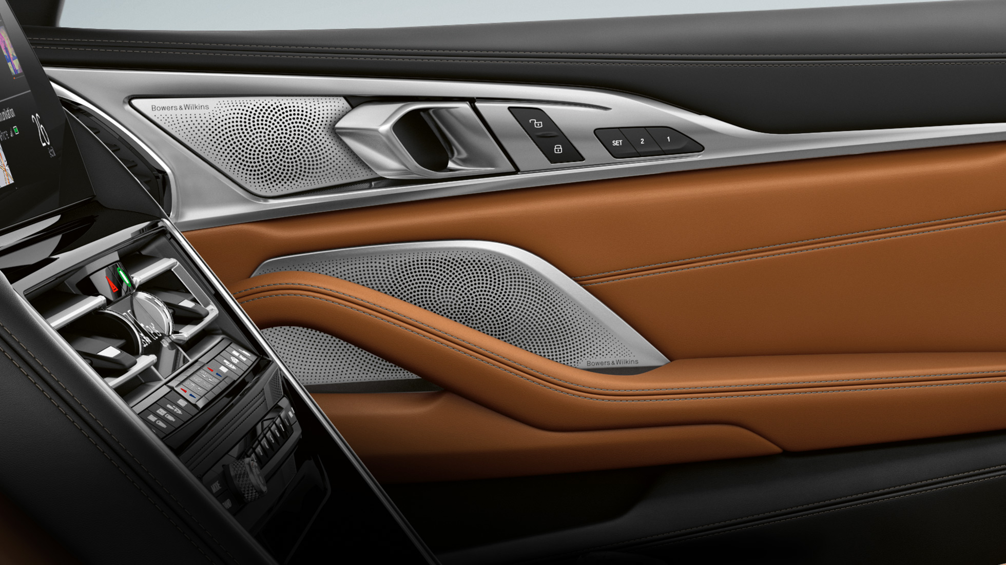 BMW M850i xDrive, belső tér, Bowers & Wilkins Diamond surround hangsugárzó rendszer. BMW M850i xDrive, belső tér, Bowers & Wilkins Diamond surround hangsugárzó rendszer.