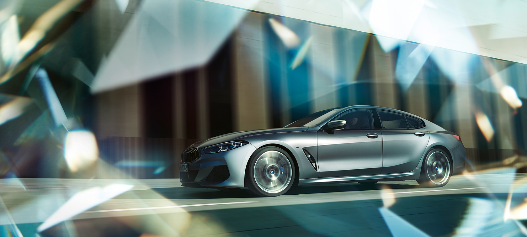 BMW 8-as Gran Coupé Inspiráció BMW 8-as Gran Coupé, a mozgó autó oldalnézetből, Inspiráció