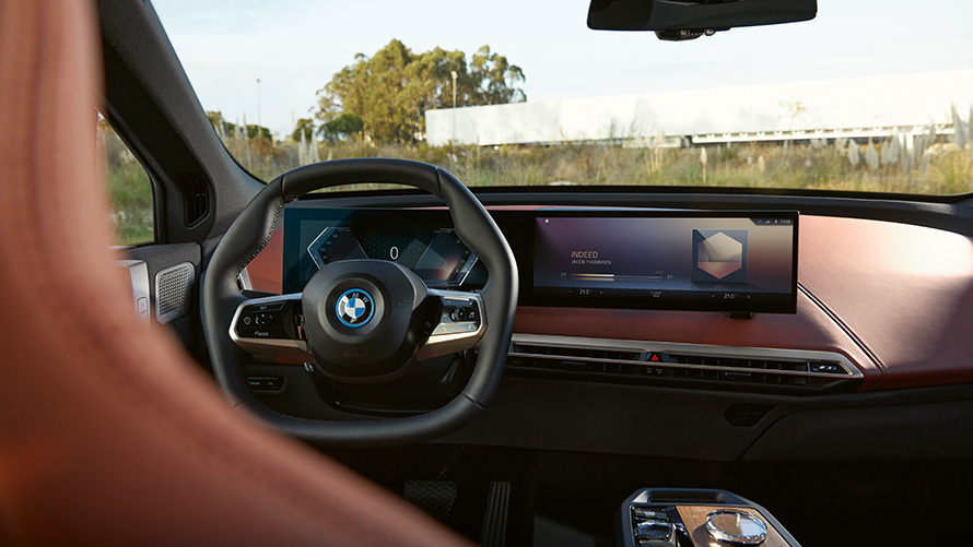 BMW iX, i20, elektromos SUV, BMW iDrive BMW iX, i20, 2021, elektromos SUV, BMW iDrive kontroller, Suite belső tér, műszerfal