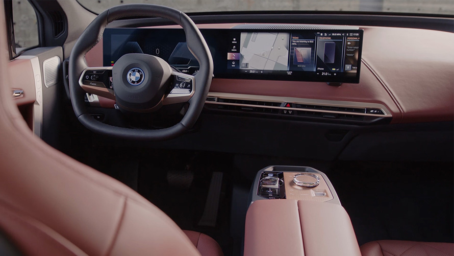 BMW iX, i20, elektromos SUV, belső dizájnjegyek, videó BMW iX, i20, 2021, elektromos SUV, belső dizájnjegyek, videó