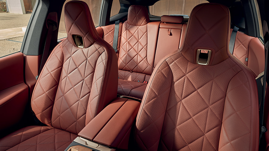 BMW iX, i20, elektromos SUV, belső tér BMW iX, i20, 2021, elektromos SUV, Suite belső tér, Castanea bőr