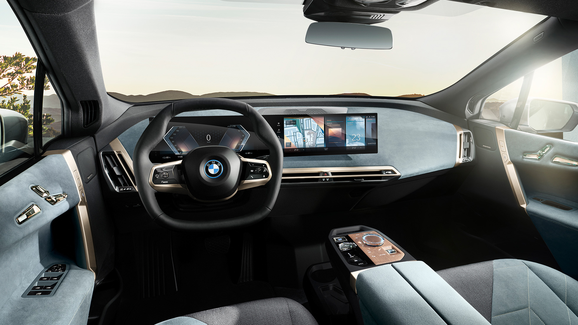 BMW iX, műszerfal, belső tér BMW iX, i20, műszerfal, belső tér