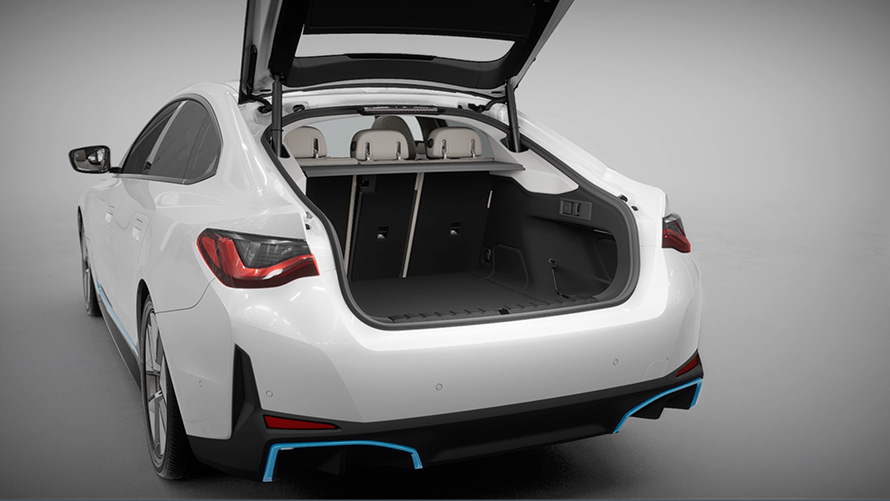 Csomagtértető és csomagtér, BMW i4, G26, 2021 Csomagtértető és csomagtér, BMW i4, G26, 2021