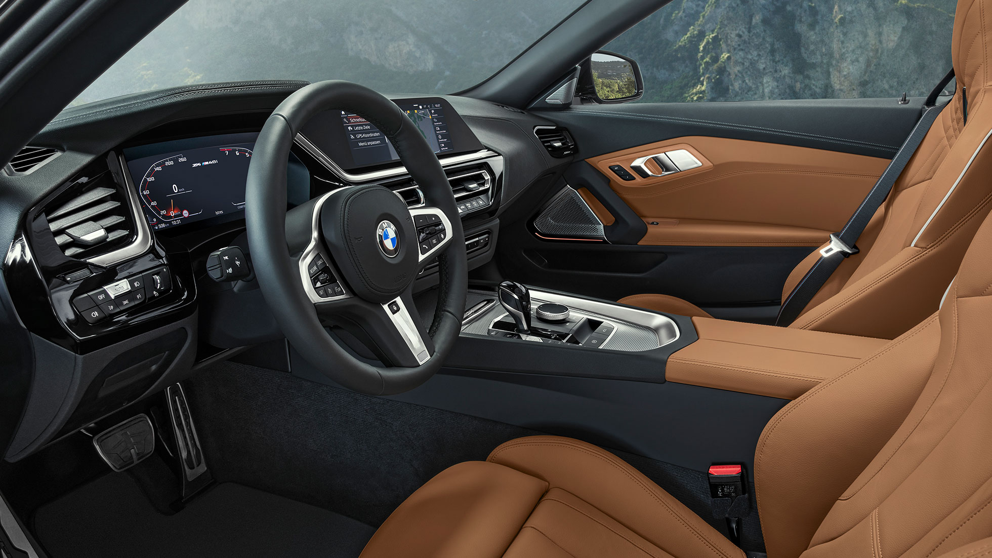 Belső tér, BMW Z4 M40i, G29 Kormánykerék, BMW Z4 Roadster M40i, G29, 2019, belső tér