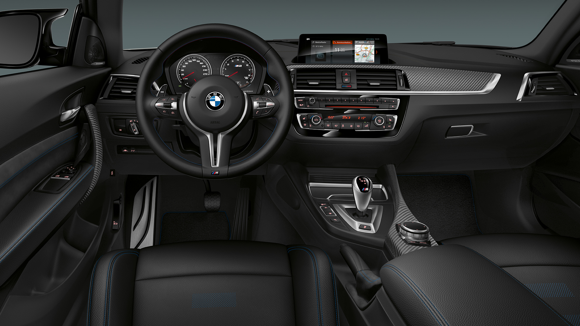 Műszerfal, BMW M2 Competition, F87 Műszerfal, BMW M2 Competition, F87, 2018, Hockenheim ezüst metál, belső tér