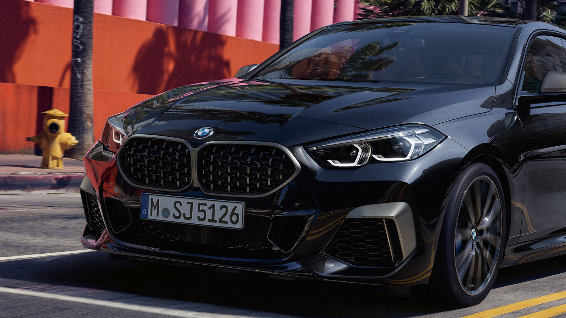 Külső dizájn, BMW M235i xDrive Gran Coupé Külső dizájn, BMW M235i xDrive Gran Coupé, 2020, Zafírfekete metálfényezés, F44, elölnézet