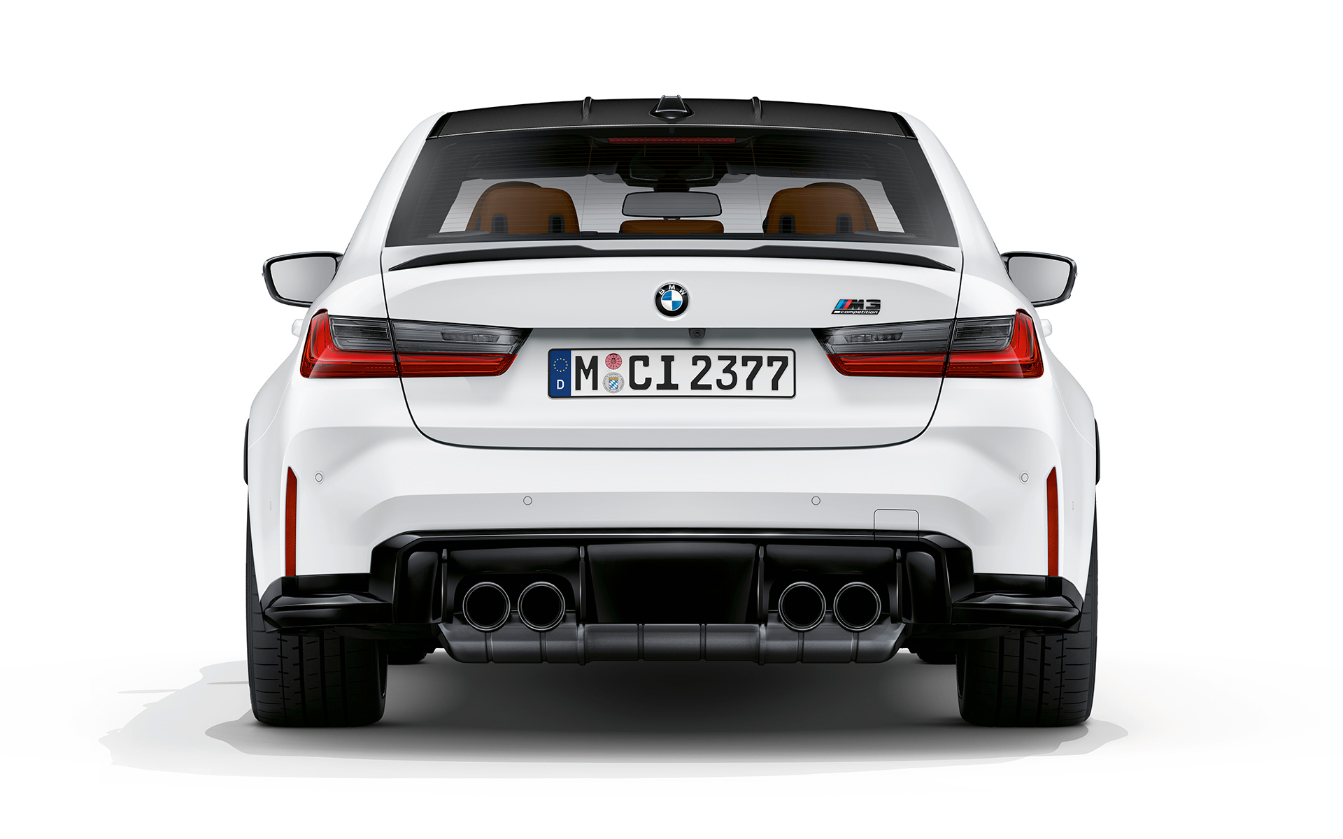 BMW M3 Competition, G80, 2020, Frozen Briliáns fehér metál, hátulnézet