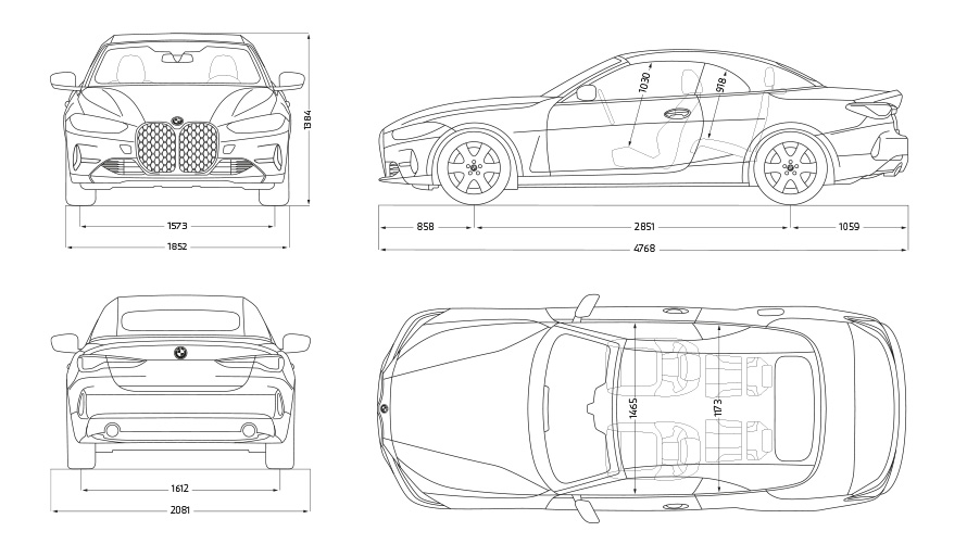 Rézsútos hátulnézet, BMW M440i xDrive Cabrio, G23, 2020 BMW M440i xDrive Cabrio, 2020, G23, 2020, BMW Individual Frozen Portimao kék metál, egy modell társaságában látható autó rézsútos hátulnézetből
