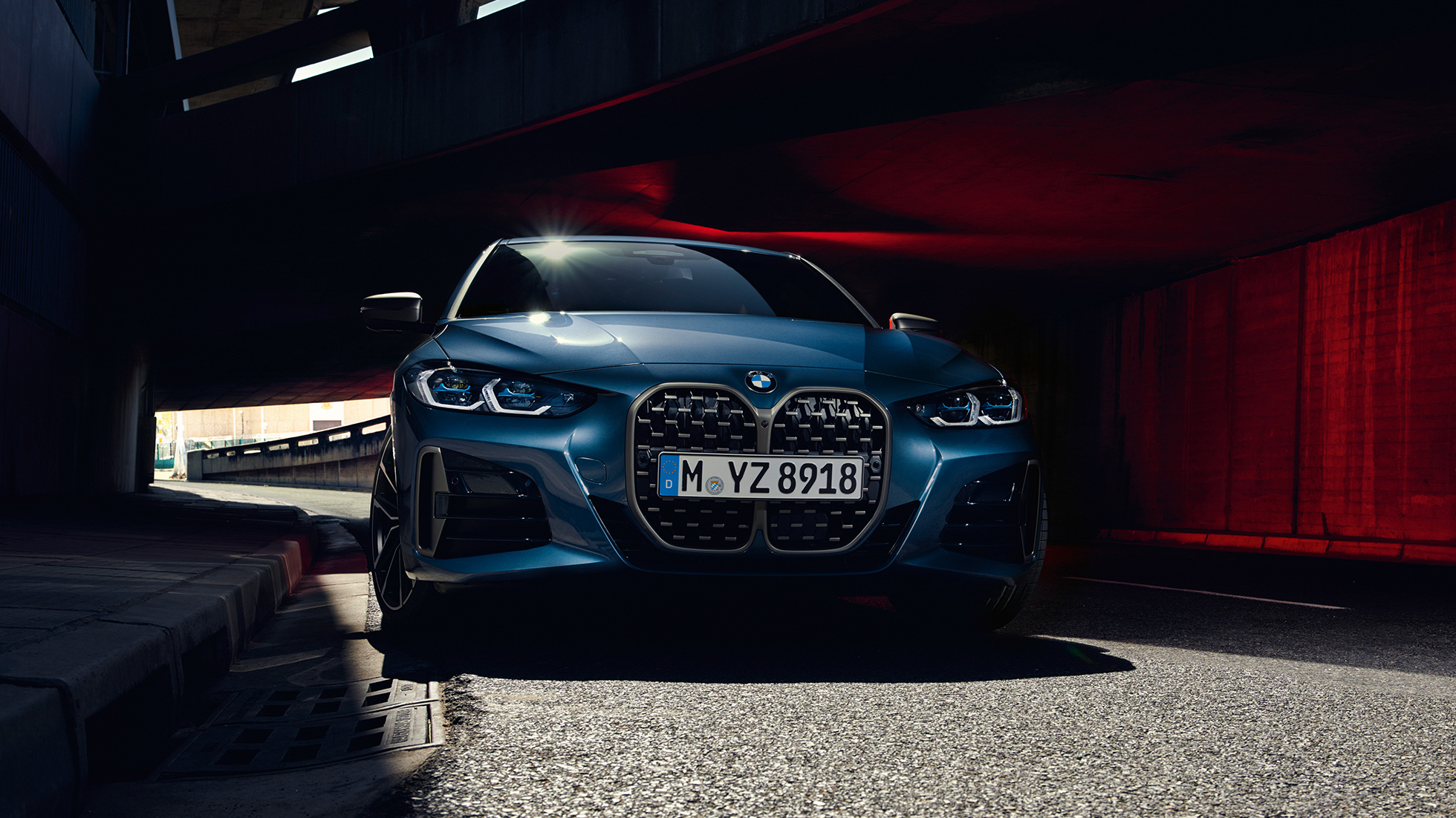 BMW dupla vese, LED-es első fényszórók, BMW M440i xDrive Coupé, G22, 2020 BMW M440i xDrive Coupé, Arctic Race kék metál, G22, 2020, elölnézet, BMW dupla vese, LED-es első fényszórók