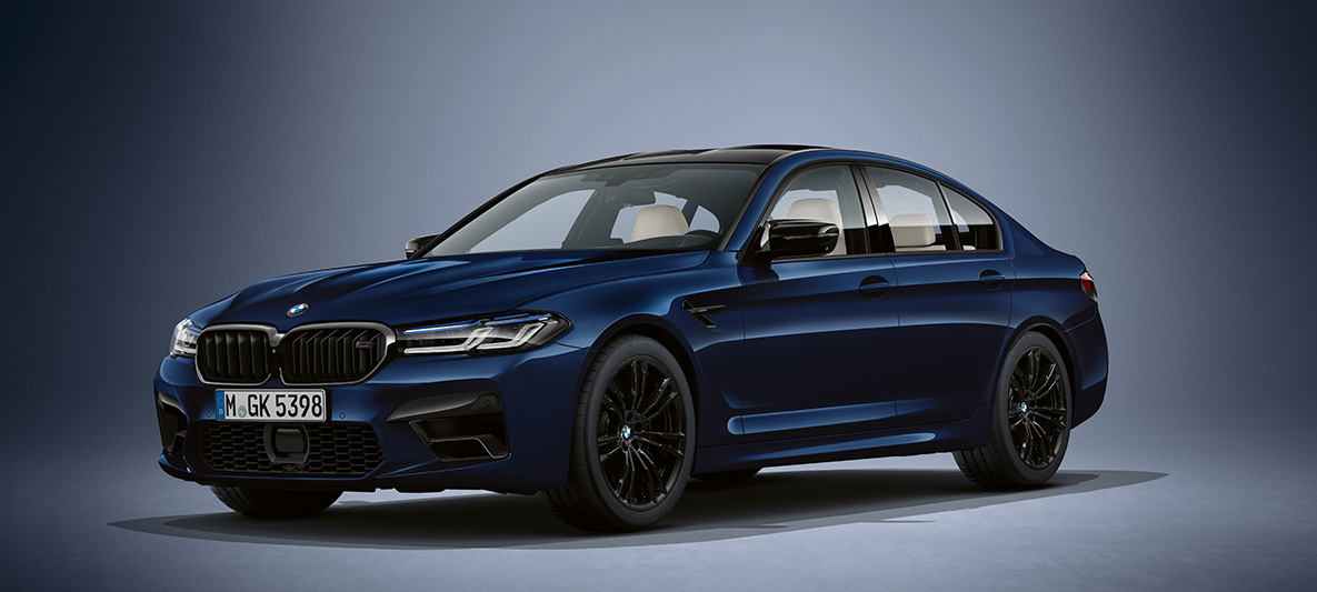 BMW Individual, BMW M5 Limousine, F90, 2020, Tanzanite kék metál BMW Individual, BMW M5 Limousine, F90 LCI, Facelift 2020, Tanzanite kék metál, rézsútos elölnézet