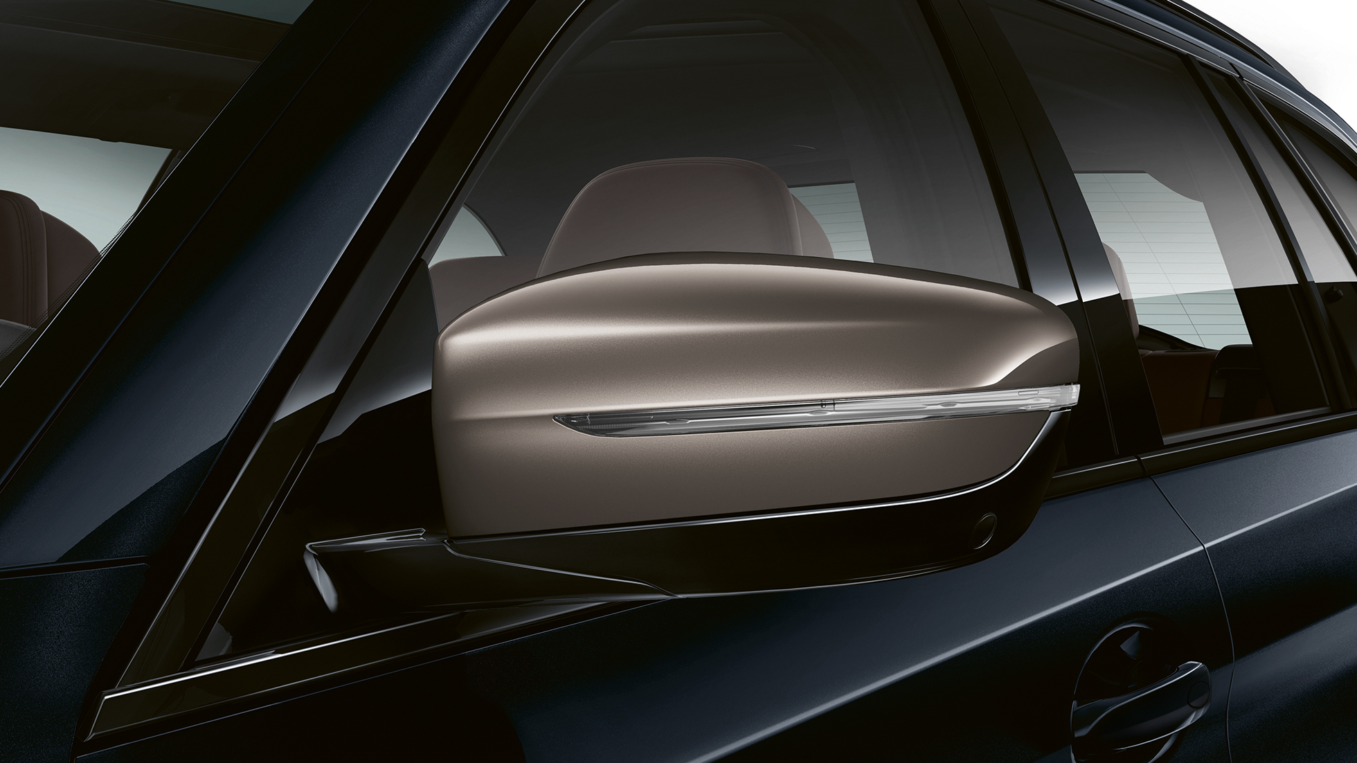 Külső tükör, BMW M550d xDrive Touring Külső tükör, BMW M550d xDrive Touring, G31, Azurit fekete metál, a külső tükör közelről