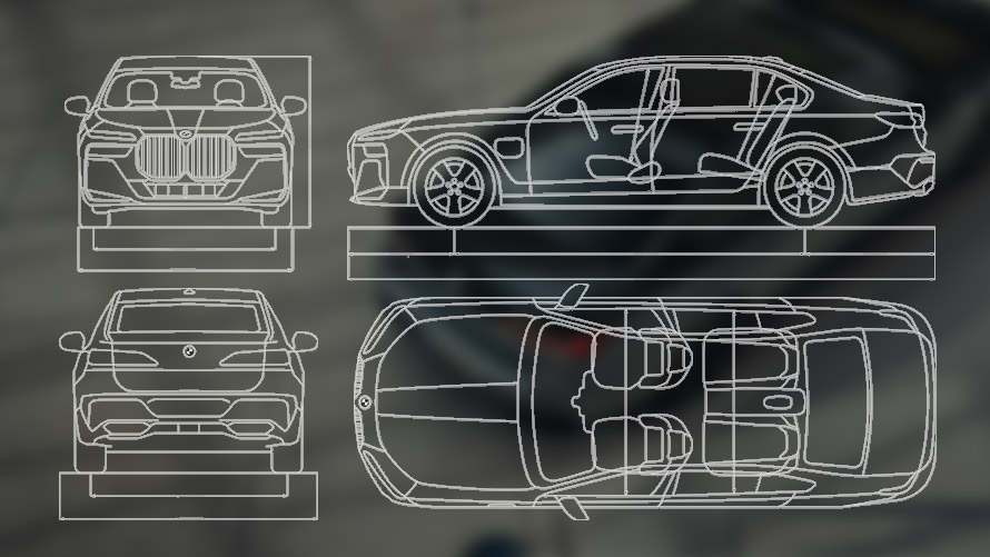 A méreteket tartalmazó ábra, BMW M760e xDrive Limousine, G70 A méreteket tartalmazó ábra, BMW M760e xDrive Limousine, G70