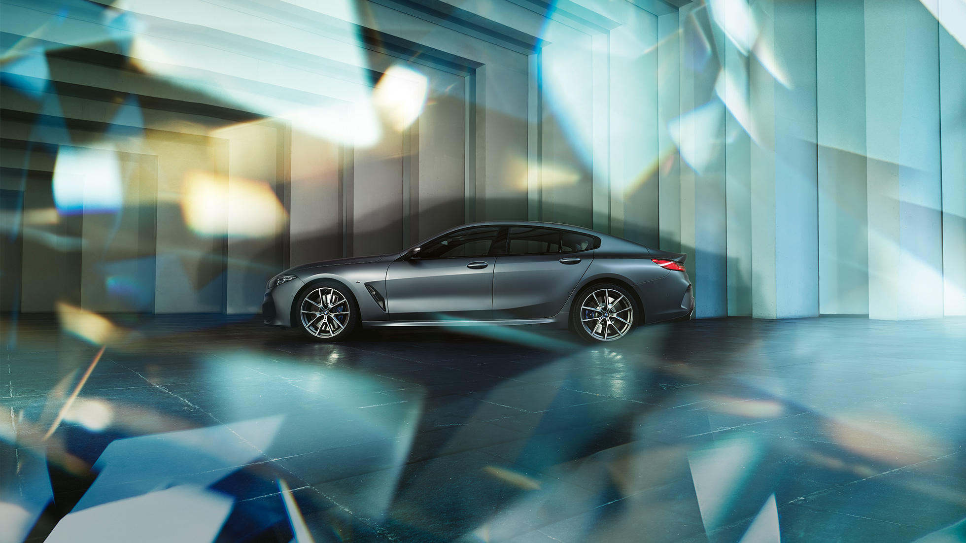 Kupésziluett, BMW M850i xDrive Gran Coupé Egy BMW M850i xDrive Gran Coupé kupésziluettje, G16, 2019, BMW Individual Frozen Bluestone metálfényezés, oldalnézet