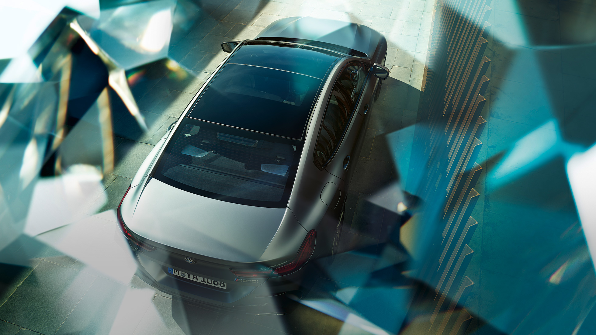 Panoráma üvegtető, BMW M850i xDrive Gran Coupé Panoráma üvegtető, BMW M850i xDrive Gran Coupé, G16, 2019, BMW Individual Frozen Bluestone metálfényezés, felülről