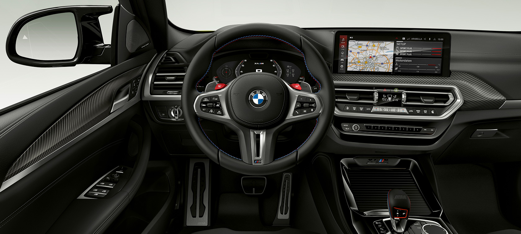 Műszerfal, BMW X4 M Competition, F98 LCI, Facelift 2021 BMW X4 M Competition, F98 LCI, Facelift 2021, műszerfal, belső tér