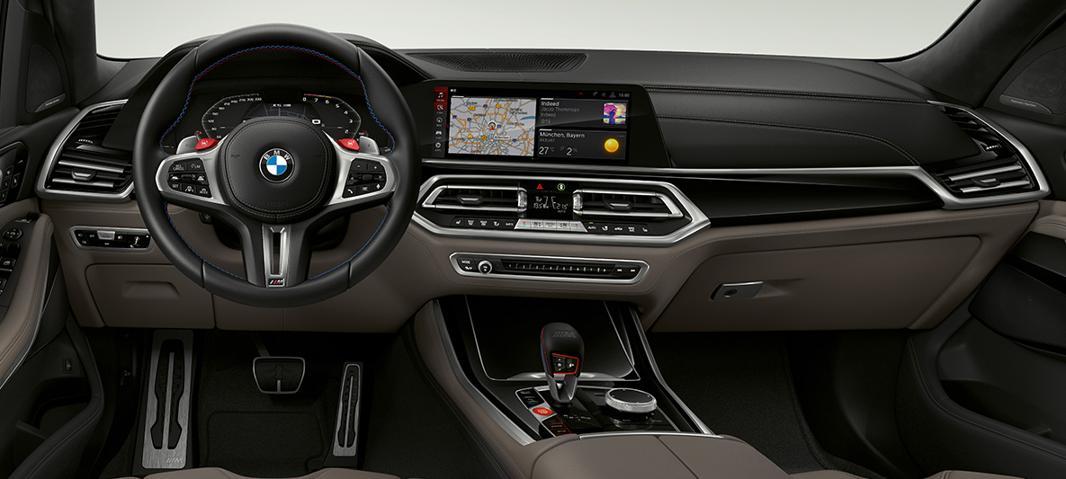 M bőrkormány, BMW X5 M M bőrkormány kontrasztvarrással, BMW X5 M, F95, műszerfal