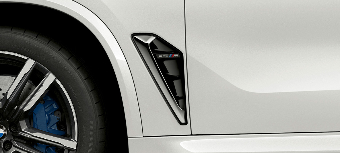 M kopoltyúk, BMW X5 M, F95 M kopoltyú, BMW X5 M, Kristály fehér, F95, 2020, közelről