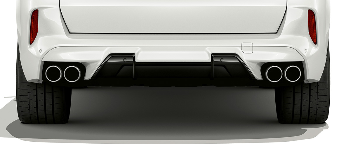 Hátsó kötény, BMW X5 M, F95 Hátsó kötény, BMW X5 M, Kristály fehér, F95, 2020, SUV, hátulnézet