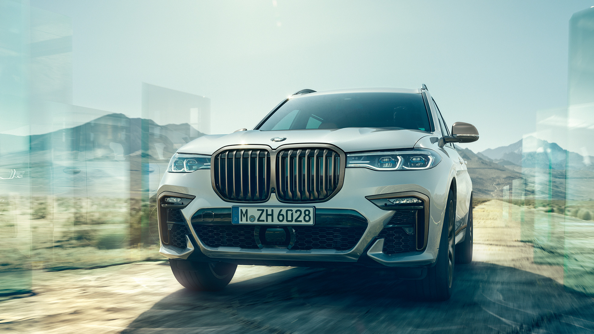 BMW X7 M50d, elölnézet Kristály fehér BMW X7 M50d, elölnézet, G07, 2019