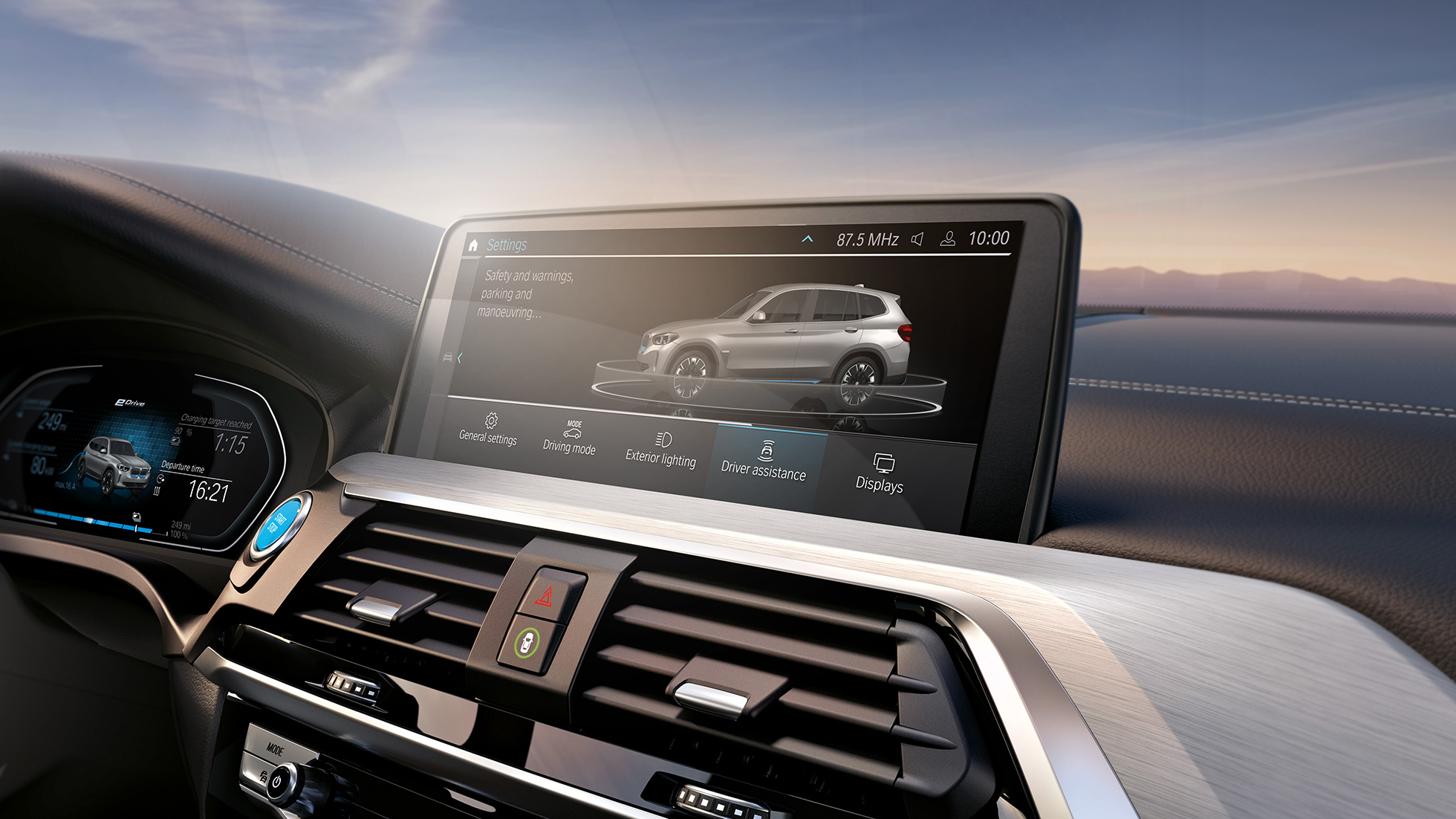 Vezetőt segítő rendszerek, BMW iX3, G08, központi kijelző, műszerfal Vezetőt segítő rendszerek, BMW iX3, G08, 2020, központi kijelző, műszerfal