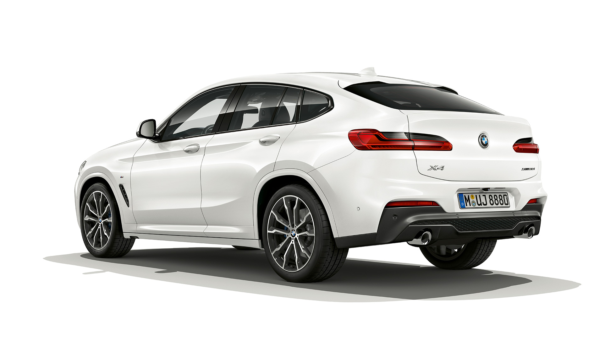 Rézsútos hátulnézet, BMW X4, M Sport modell BMW X4 xDrive30i, M Sport modell, G02, 2018, Alpesi fehér, rézsútos hátulnézet