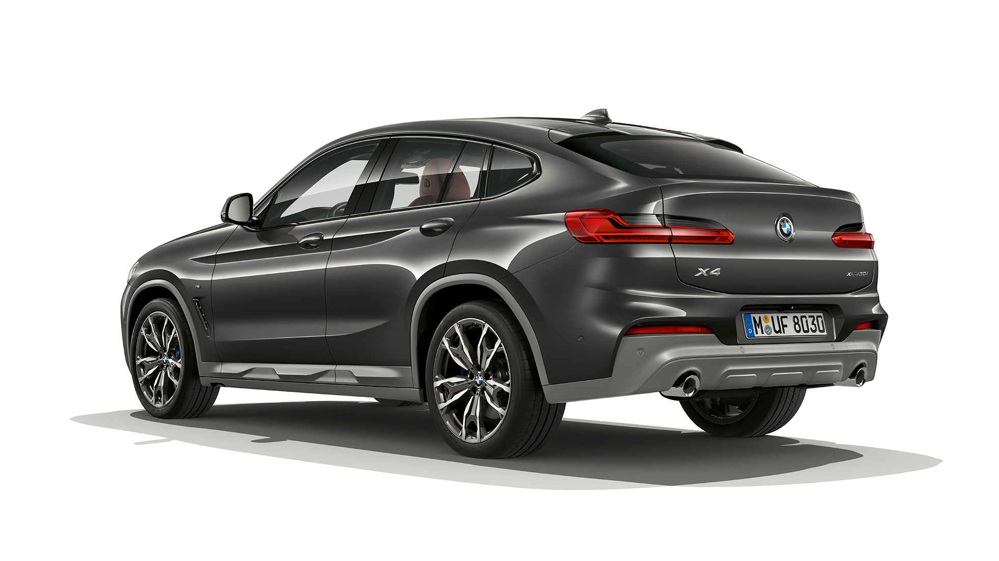 Rézsútos hátulnézet, BMW X4, M Sport X modell BMW X4 xDrive30i, M Sport X modell, G02, 2018, Sophisto szürke briliáns hatással, rézsútos hátulnézet