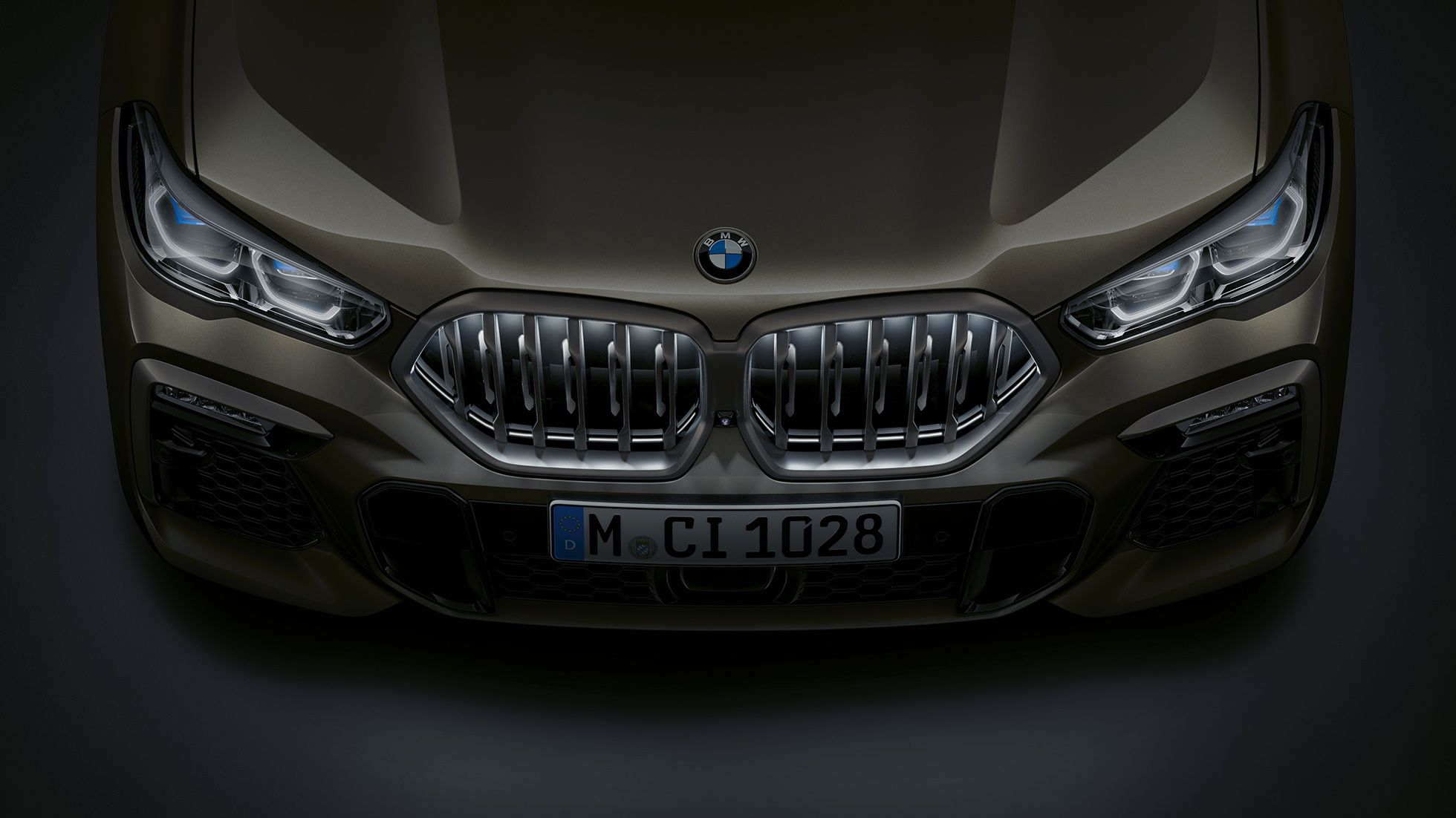 BMW X6 orr-rész. A BMW X6 „Iconic Glow” BMW veséi felülről.
