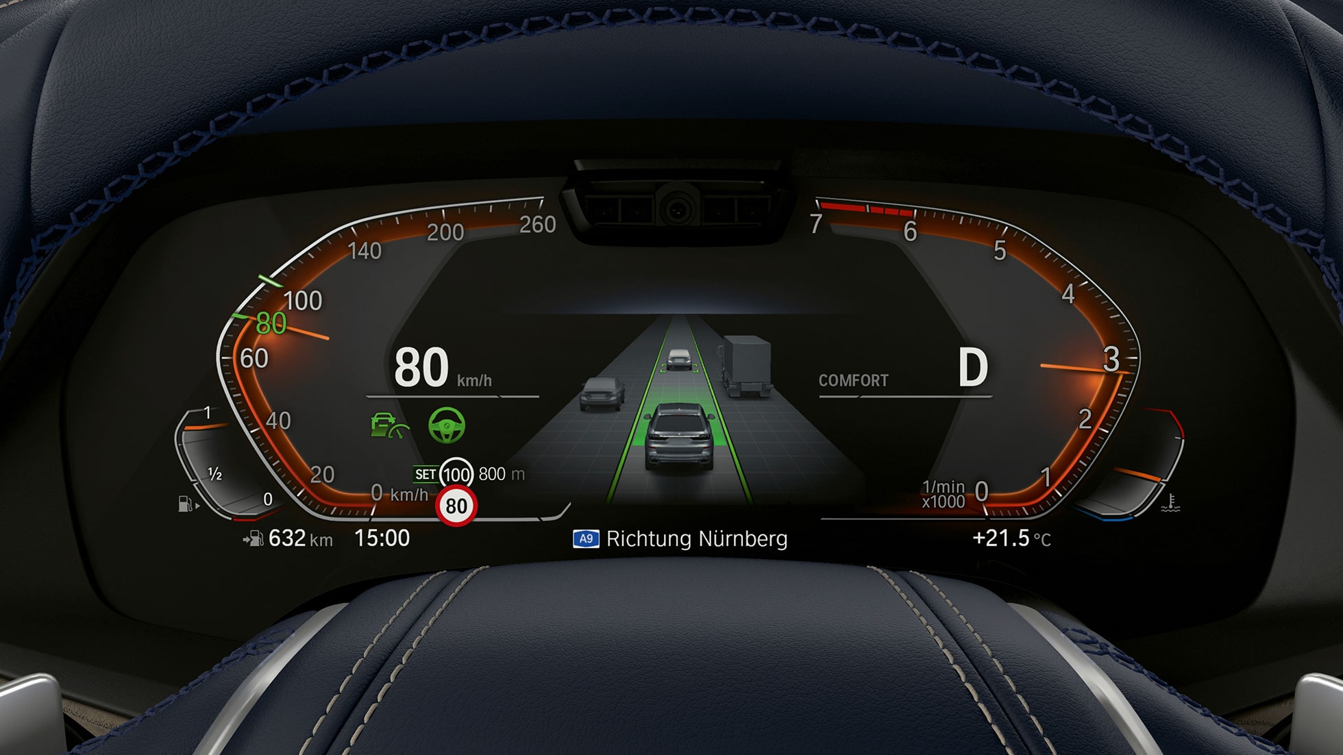 Driving Assistant Plus és Parkolóasszisztens Plus Driving Assistant Professional & Parkolóasszisztens Plus: a műszerfal közelről