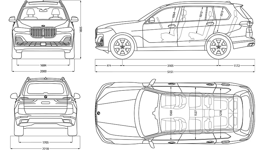 A BMW X7 méretei ábrán megjelenítve A BMW X7 méretei ábrán megjelenítve