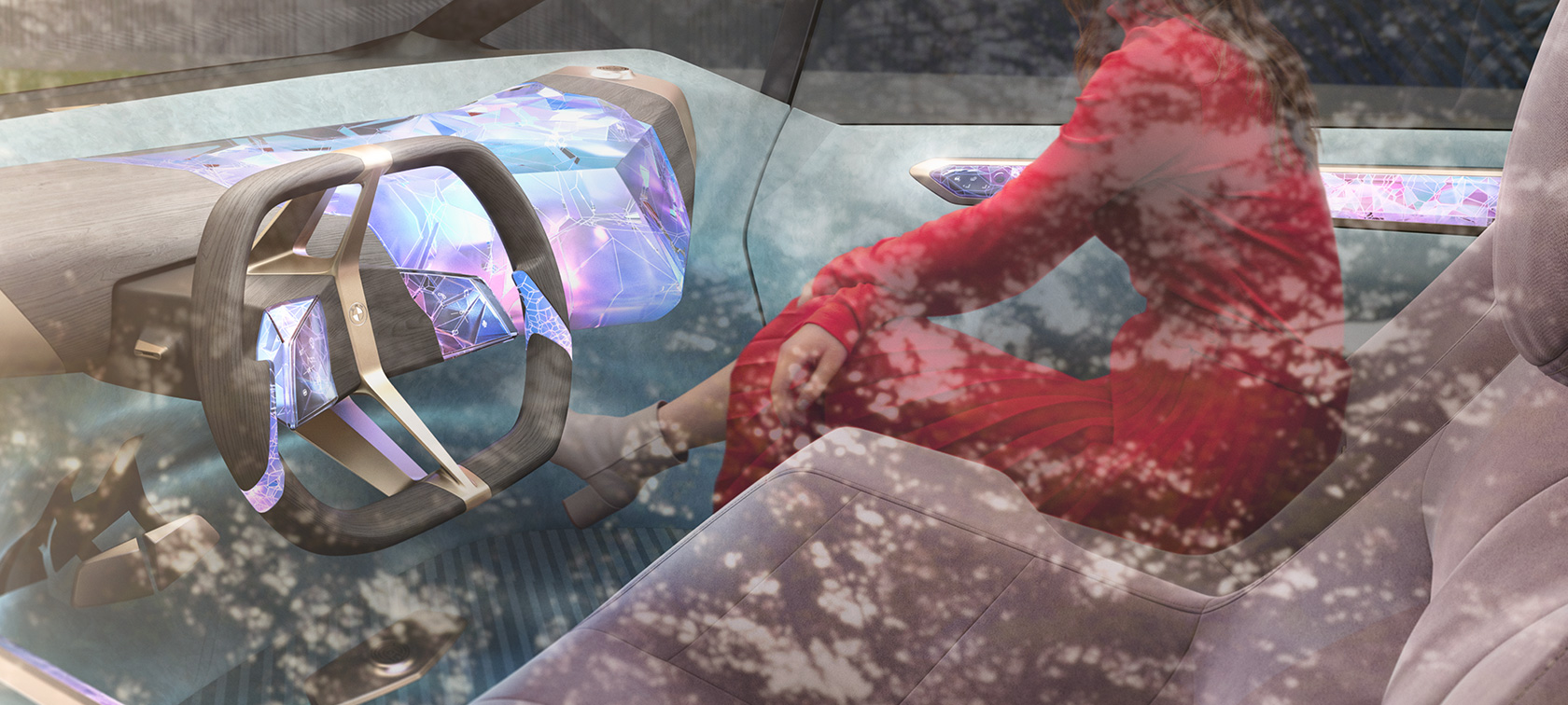 BMW i Vision Circular 2021, belső dizájn BMW i Vision Circular 2021, járműkoncepció, belső dizájn