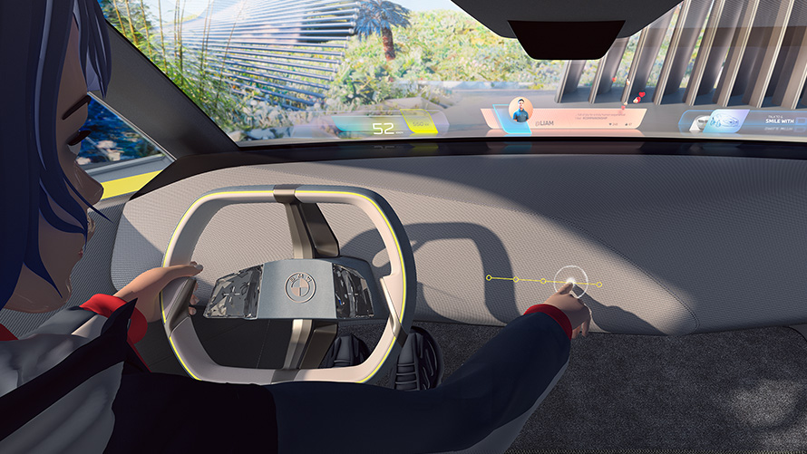 BMW i Vision Dee, interaktív kommunikáció BMW i Vision Dee vizionárius jármű, interaktív kommunikáció