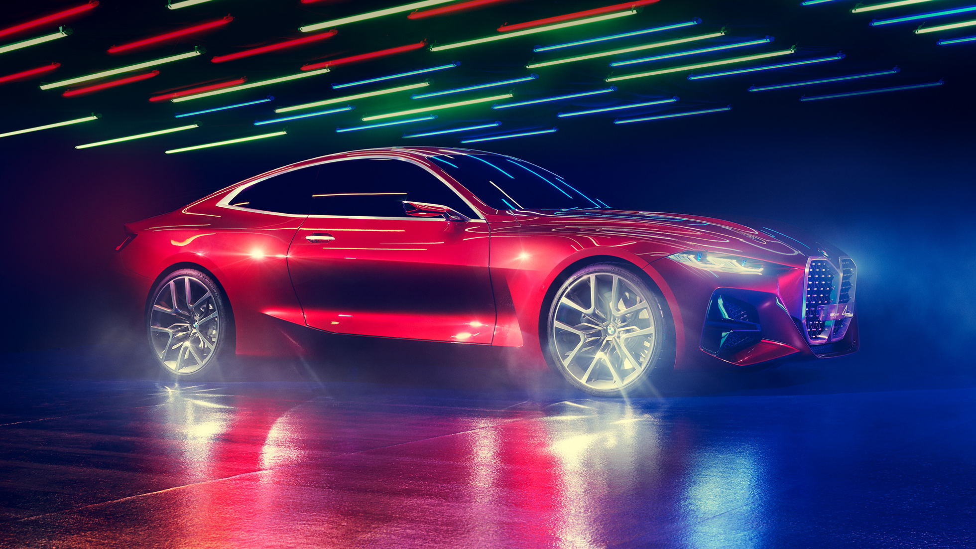 Érzelemgazdag dizájnnyelv, BMW Concept 4 Érzelemgazdag dizájnnyelv, BMW Concept 4 , Forbidden vörös külső dizájn, oldalnézet